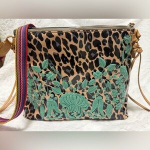 ❤️SOLD❤️ Consuela Leopard Print Downtown Crossbody Bag with Teal Accents